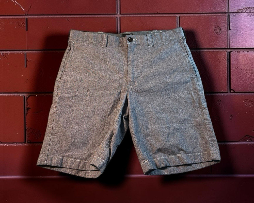 Men's J.Crew Chino Shorts Sz 31 Chambray Royal Navy 9" Inseam Cotton Casual Golf